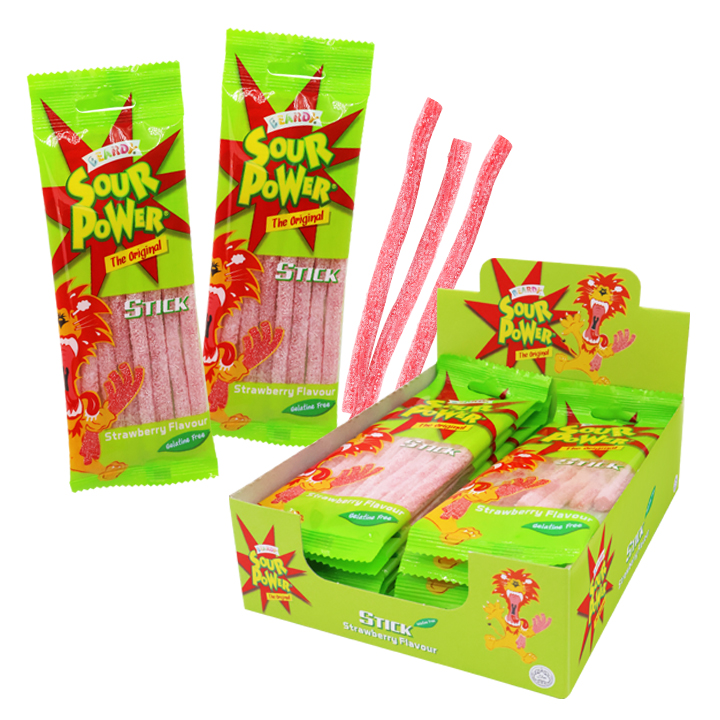 Beardy Sour Power Stick - Strawberry 12s